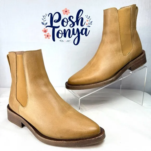Either/Or The Everyday Boot Chelsea Tan Leather Boots, Western Cowgirl, Size 6.5