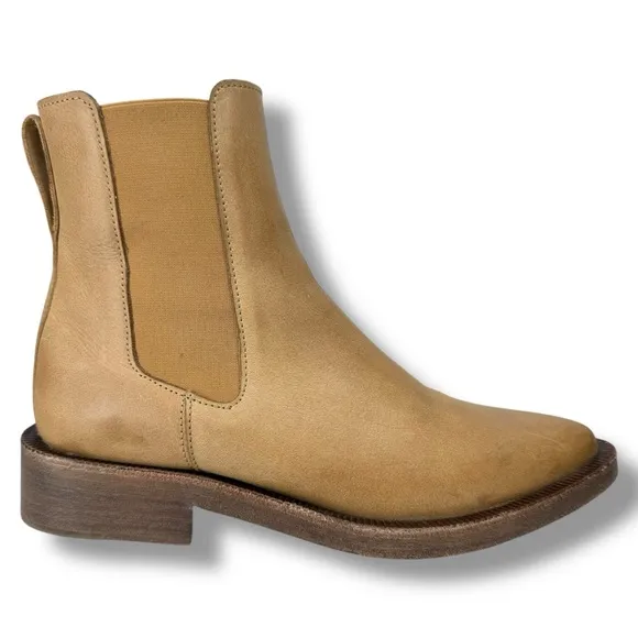 Either/Or The Everyday Boot Chelsea Tan Leather Boots, Western Cowgirl, Size 6.5