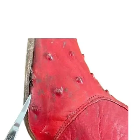 El Pajuelo Y2k 90s Western Boot Womens Sz 8 Ostrich Leather Heeled Boots