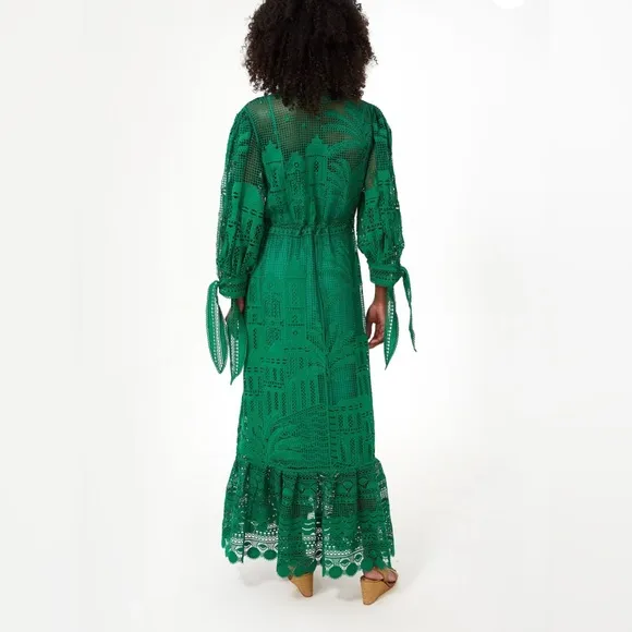Elegant Green Lace Maxi Dress