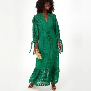 Elegant Green Lace Maxi Dress