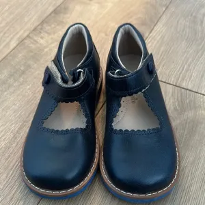 Elephantito Black Mary Jane Dress Shoes with Scalloped Edge