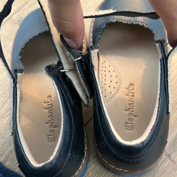 Elephantito Black Mary Jane Dress Shoes with Scalloped Edge