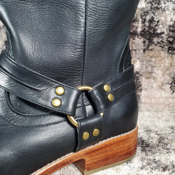 Elf Women's Cali Leather Boots Made by Hand in Bali Black Leather Size 12.5