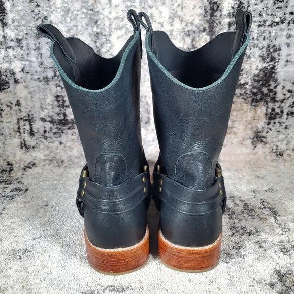 Elf Women's Cali Leather Boots Made by Hand in Bali Black Leather Size 12.5