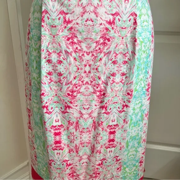 Elie Tahari Sleeveless Damask Print Sheath Dress Pink Sz 6