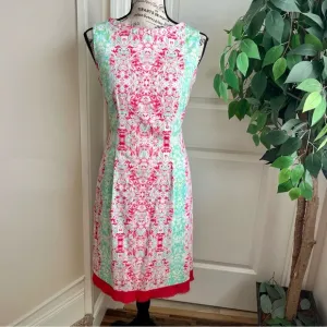 Elie Tahari Sleeveless Damask Print Sheath Dress Pink Sz 6
