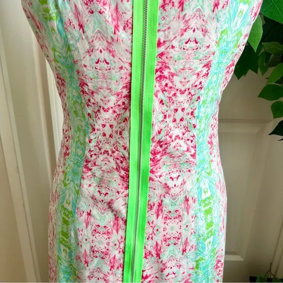 Elie Tahari Sleeveless Damask Print Sheath Dress Pink Sz 6