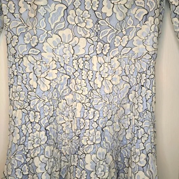 Eliza J Blue Lace Fit &amp; Flare Floral Pleated Dress Size 6