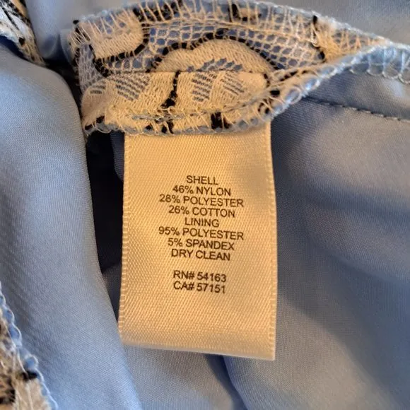 Eliza J Blue Lace Fit &amp; Flare Floral Pleated Dress Size 6
