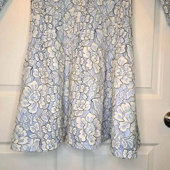 Eliza J Blue Lace Fit &amp; Flare Floral Pleated Dress Size 6