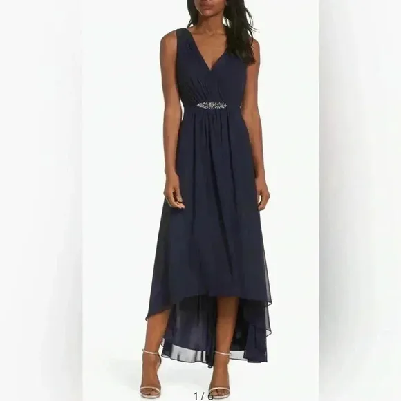 Eliza J Embellished High/Low Chiffon Dress NWT Size 14