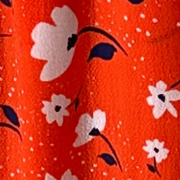 Eliza J Floral V-Neck Fit &amp; Flare Dress Orange/Navy/White Size 8 NWT