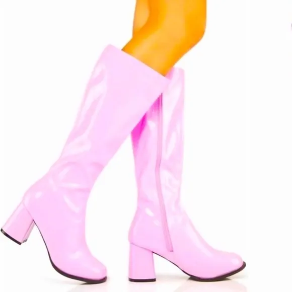 Ellie Go‎ go Boots Size 9 Pink Retro Side Zip