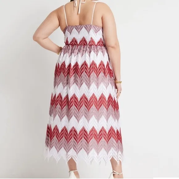 Eloquii Chevron Lace Halter-Multi Maxi Dress 18 NWT – Boho Wedding Guest Glam
