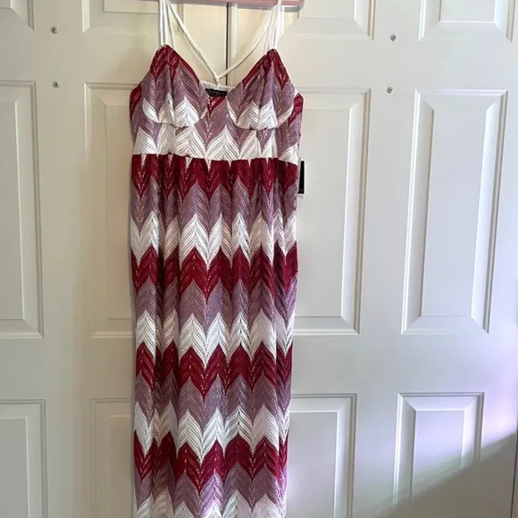 Eloquii Chevron Lace Halter-Multi Maxi Dress 18 NWT – Boho Wedding Guest Glam