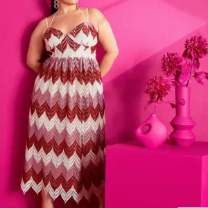 Eloquii Chevron Lace Halter-Multi Maxi Dress 18 NWT – Boho Wedding Guest Glam