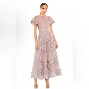 Embroidered High Neck Cap Sleeve A Line GownMac Duggal NWT