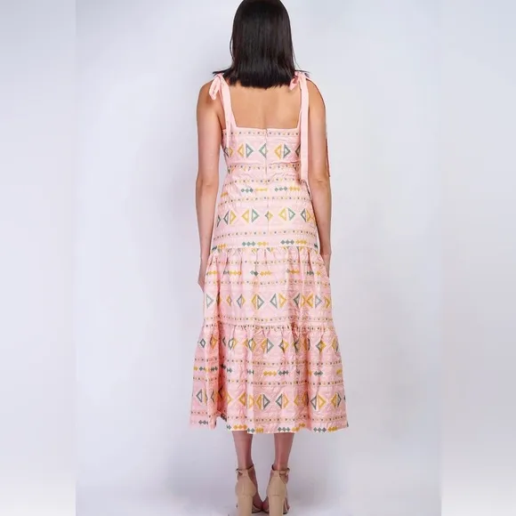 Embroidered Midi Dress by Just Me