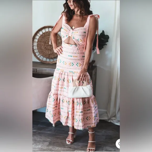 Embroidered Midi Dress by Just Me