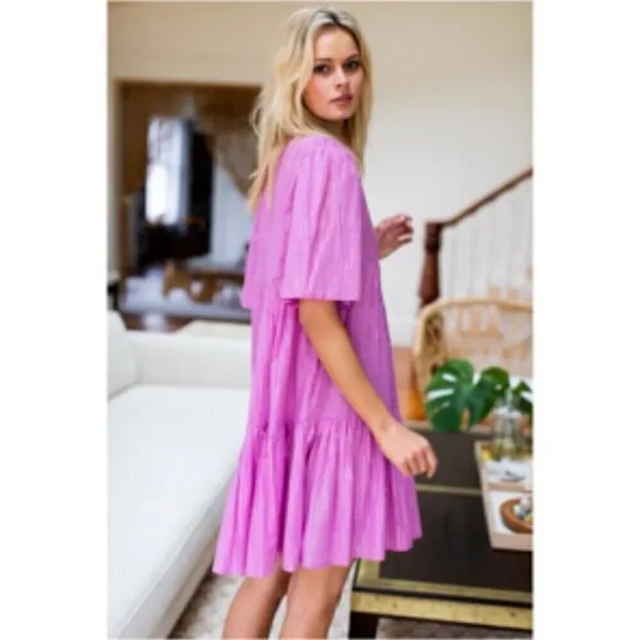 Emerson Fry India Collection Isla Dress in Pink Lavender Lurex XS/S