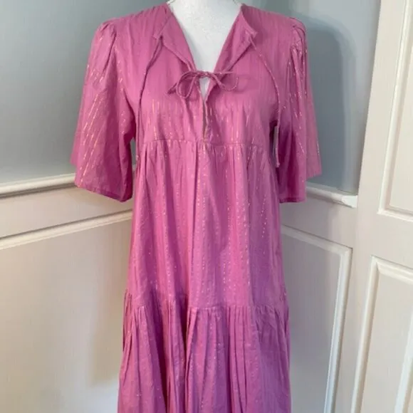 Emerson Fry India Collection Isla Dress in Pink Lavender Lurex XS/S