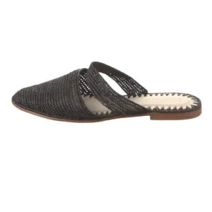 Emerson Fry Womens Raffia Woven Slide Close Toe Mule Flats Black Size 8