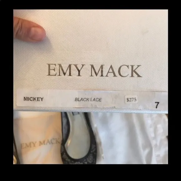 EMY MACK BLACK LACE FLATS. NEW