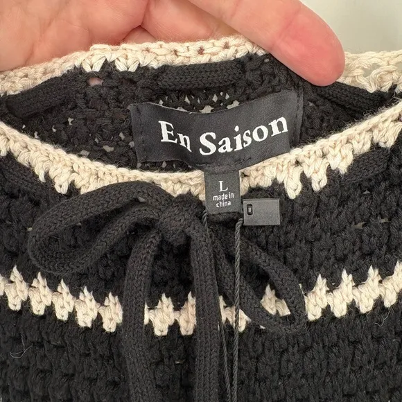 En Saison Black Natural Lucia midi dress crochet