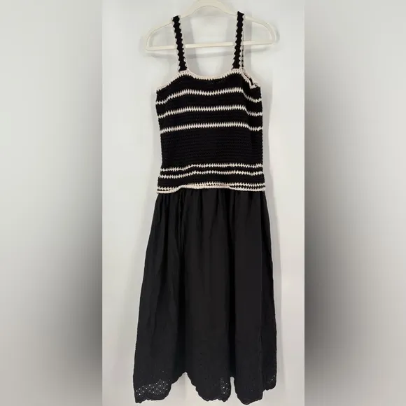 En Saison Black Natural Lucia midi dress crochet
