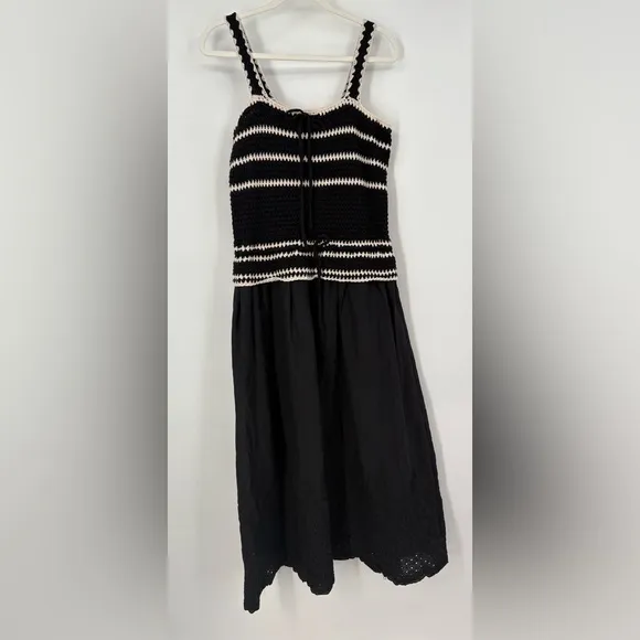 En Saison Black Natural Lucia midi dress crochet