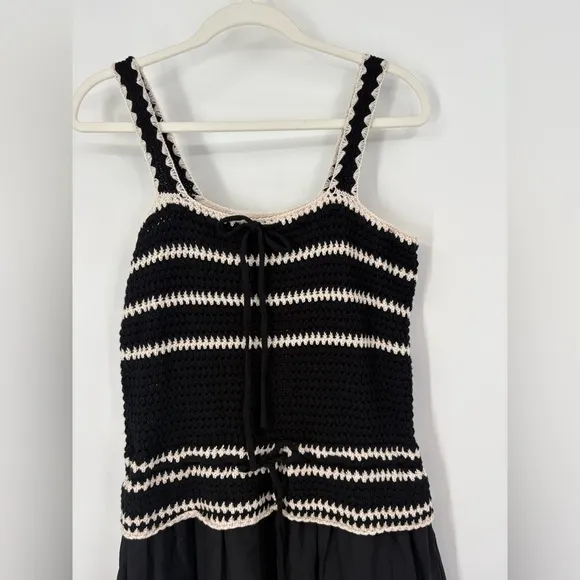 En Saison Black Natural Lucia midi dress crochet