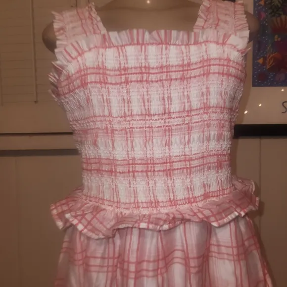 English Factory Pink Plaid Sleeveless Dress