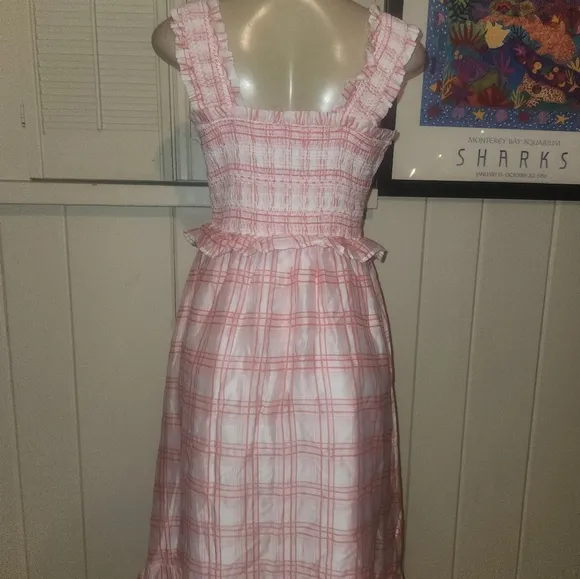 English Factory Pink Plaid Sleeveless Dress