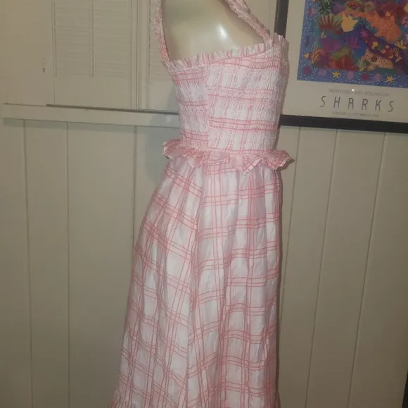 English Factory Pink Plaid Sleeveless Dress