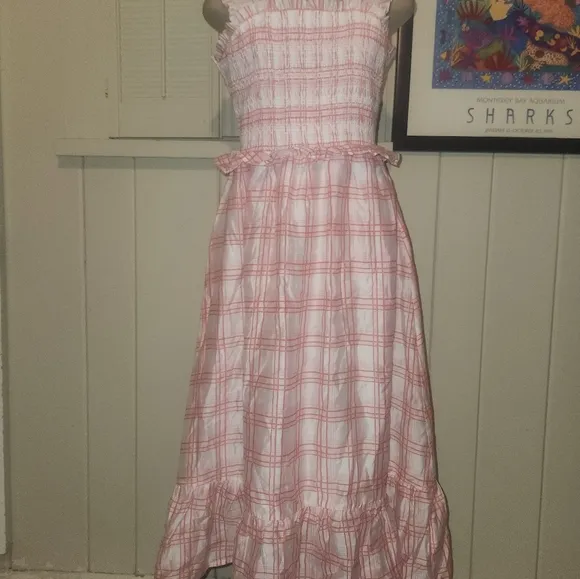 English Factory Pink Plaid Sleeveless Dress