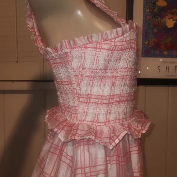 English Factory Pink Plaid Sleeveless Dress