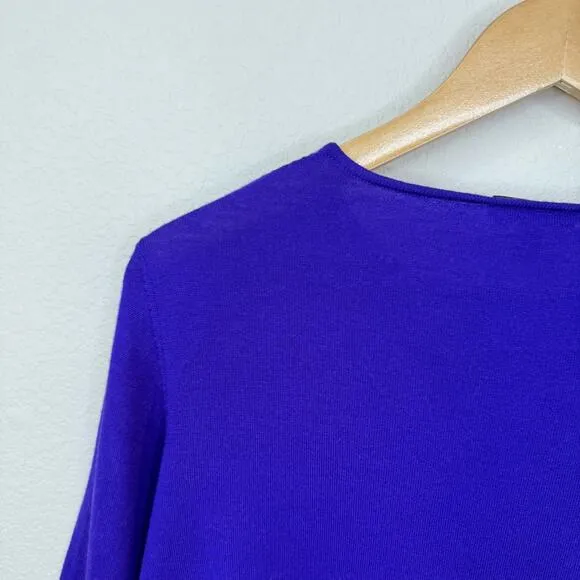 ESCADA 100% Virgen Wool Made in Italy Womens Sz L Tanzanite Long Sleeve Sweater