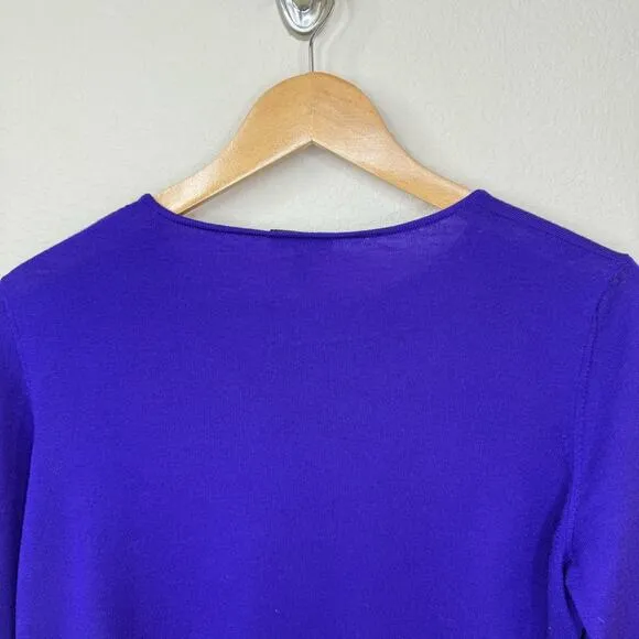 ESCADA 100% Virgen Wool Made in Italy Womens Sz L Tanzanite Long Sleeve Sweater