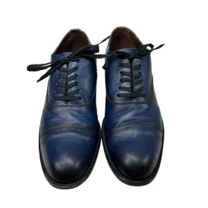 Esquivel Midnight Blue leather Derby Oxford Handmade Leather Shoes 10.5 Cap Toe