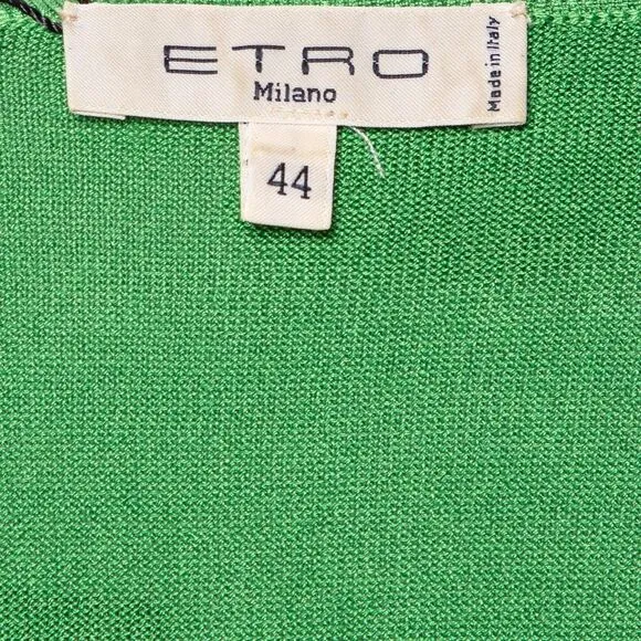 Etro Green Silk Knit Ruffled Top M