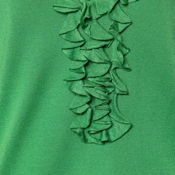 Etro Green Silk Knit Ruffled Top M