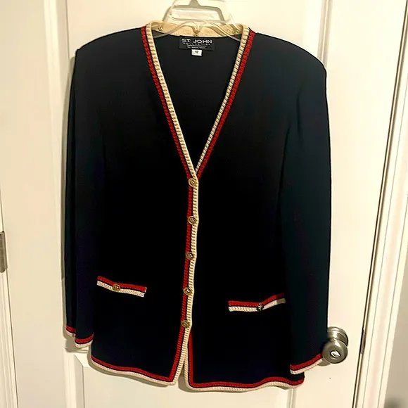 EUC Jacket from St John Collection by Marie Gray, Navy/Cream/Red, Size 10 $112
