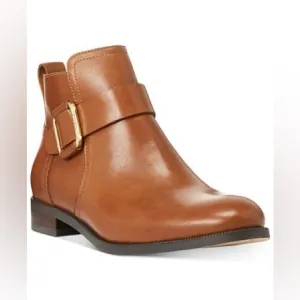 EUC Lauren Ralph Lauren Leather Booties | Size 9 | Tan Gold Buckle