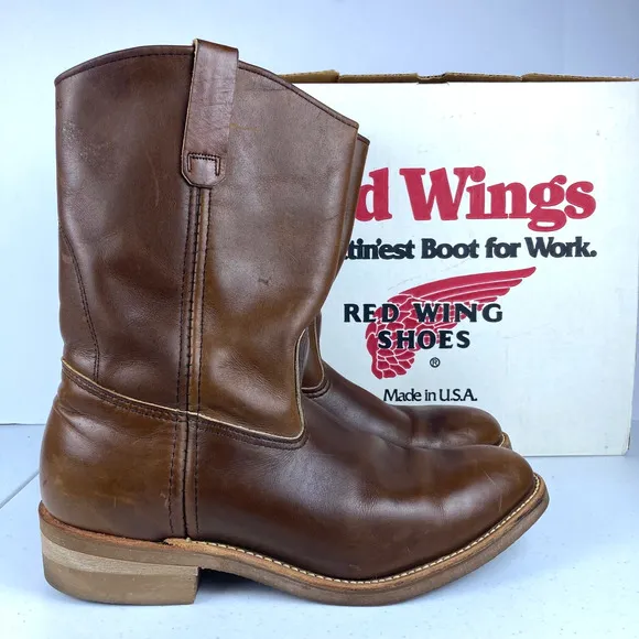 EUC Red Wing Vintage 1155 Pecos Brown Leather Work Boots Mens Sz 10.5