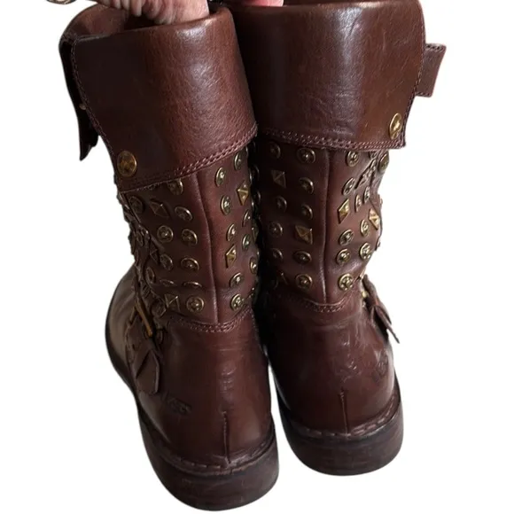 EUC UGG leather Studded Conor Boots Brown Size 9.5