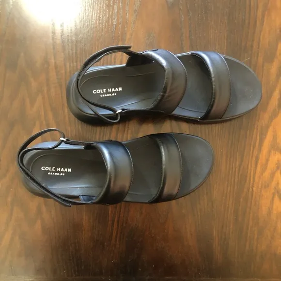 EUC💫Cole Haan Grand Os Zero Black Leather Women's ELLA Sandals Shoes 11 comfy