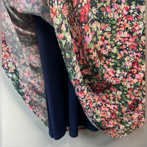 Eva Franco Fiona Maxi Floral Dress Mesh Sheer Sleeve Lined Anthropologie sz S