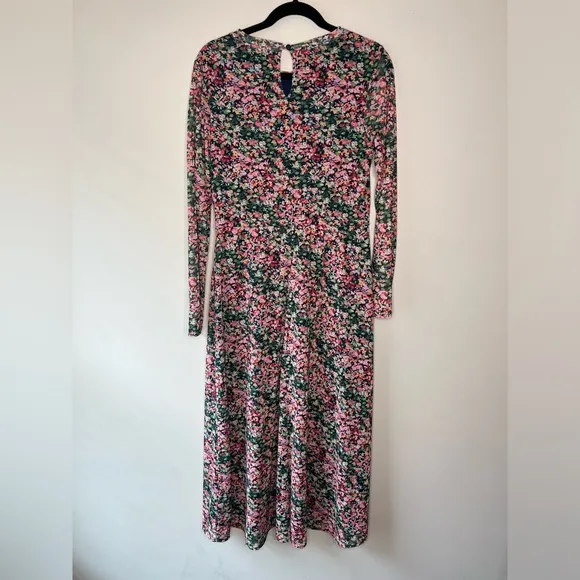 Eva Franco Fiona Maxi Floral Dress Mesh Sheer Sleeve Lined Anthropologie sz S