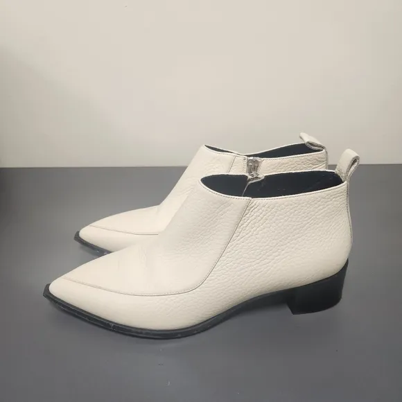 Everlane The Boss Cream Bone Boots Booties Pebbled Leather Size 8.5